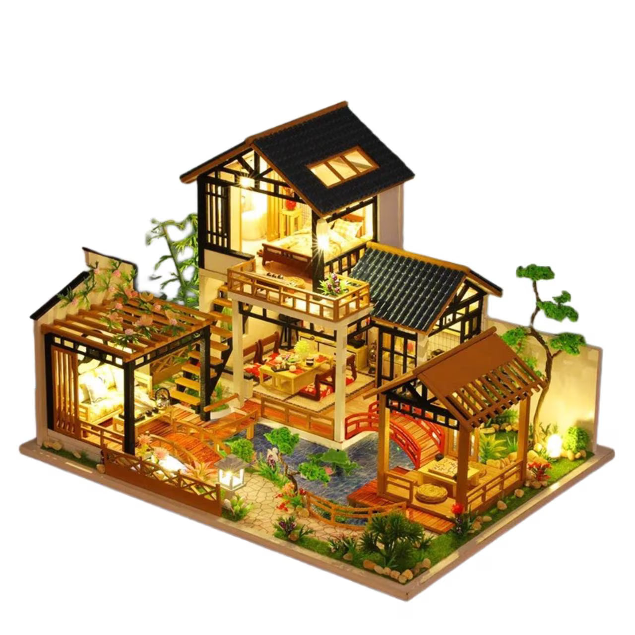 Joc interactiv, educational, macheta, casa de asamblat, miniatura, Casa cu pond, DIY, 12 ani+, multicolor