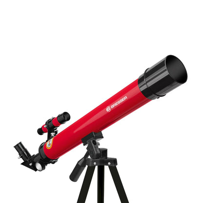 Telescop refractor Bresser Junior 45/600 AZ, 6 ani+, rosu