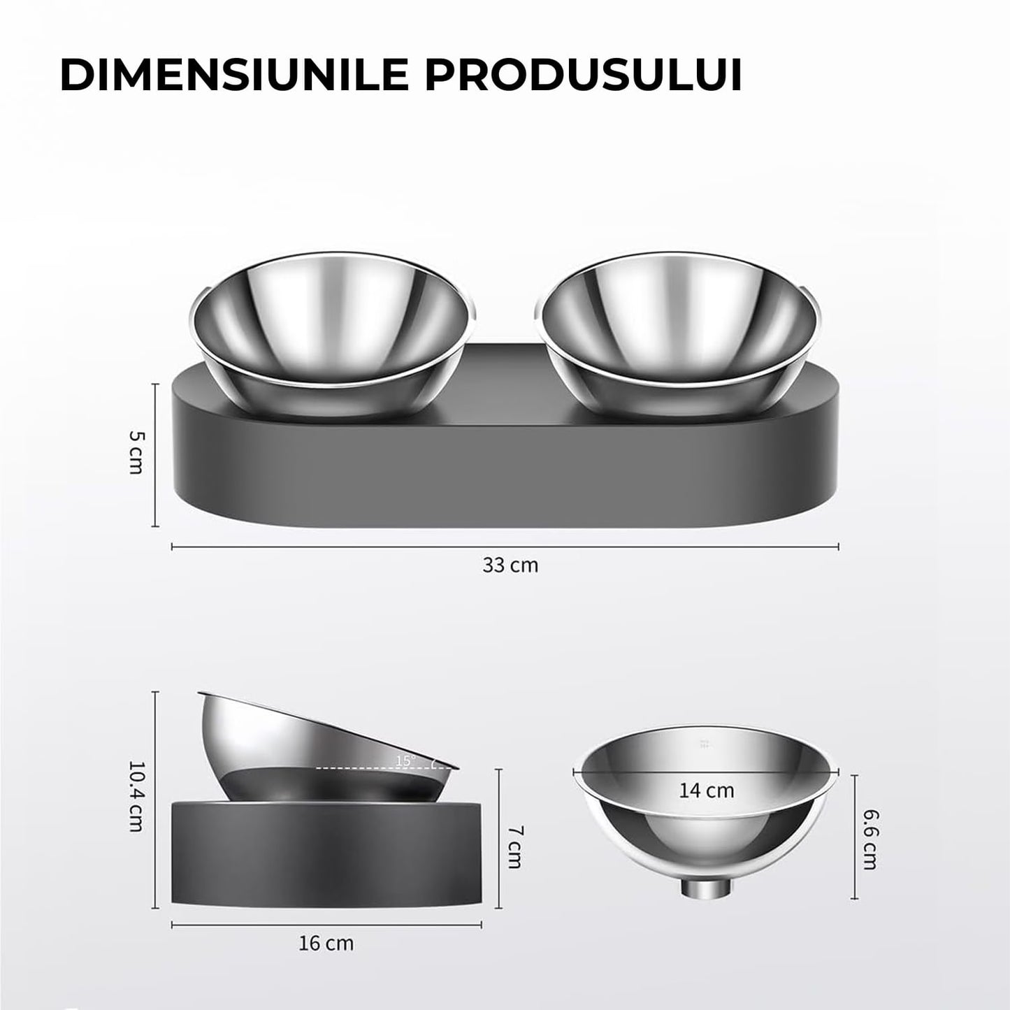 Set Boluri Inalte Elindor din Otel Inoxidabil, Antiderapante, pentru Caini si Pisici
