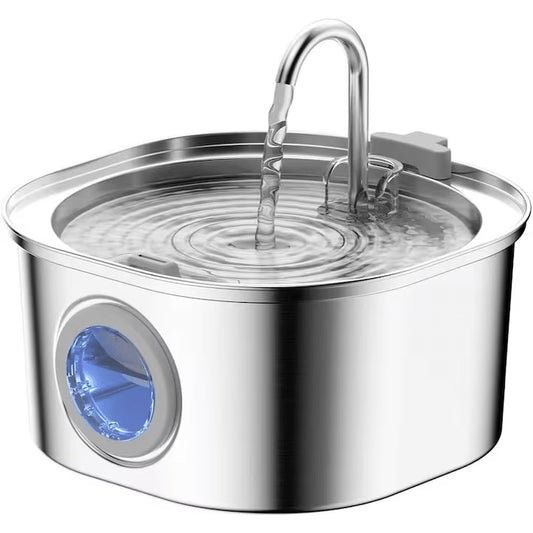 Dispenser apa automat tip fantana pentru pisici si caini NextWave, cu fereastra nivel apa, filtrare cu carbune activ, inox, ultra-silentios, USB, 3.2L.