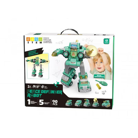 Jucarie interactiva AliBibi, Robot 5 in 1, 90 piese incluse, Dimensiuni 24.5 x 18.5 x 30 cm, 3 ani+
