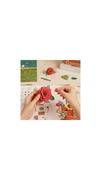 Puzzle 3D Cutie de lemn cu flori, Rowood, 658 piese