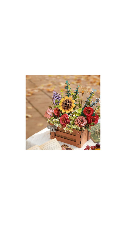 Puzzle 3D Cutie de lemn cu flori, Rowood, 658 piese