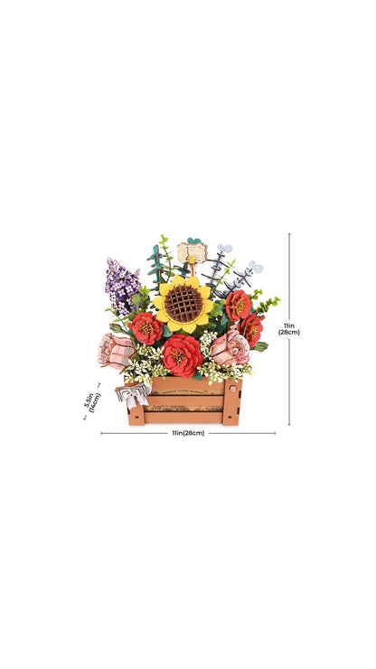 Puzzle 3D Cutie de lemn cu flori, Rowood, 658 piese