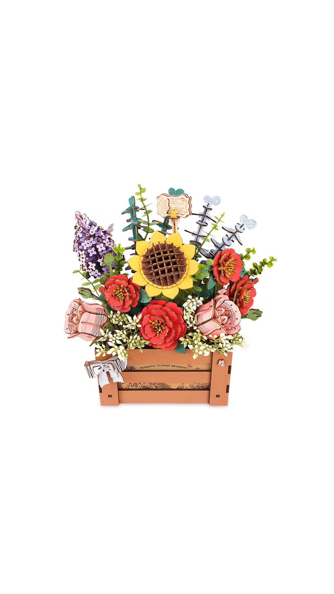 Puzzle 3D Cutie de lemn cu flori, Rowood, 658 piese