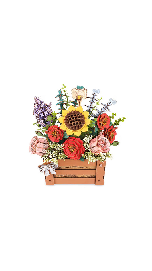 Puzzle 3D Cutie de lemn cu flori, Rowood, 658 piese