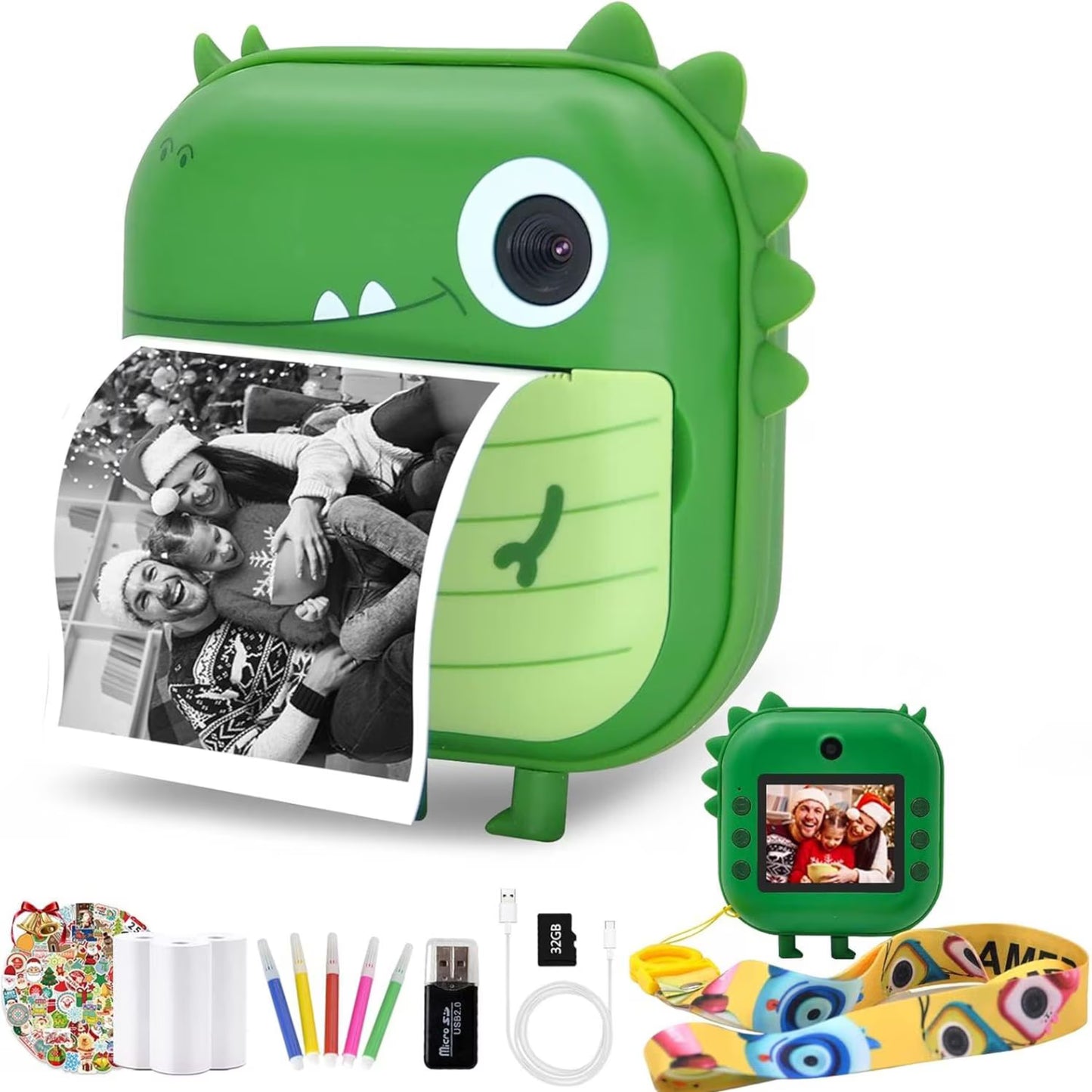 Camera foto instant pentru Copii Simply Joy, Functii Foto, Video, Printare, HD 1080p, ecran 2.1 inch, Baterie Reincarcabila, Card Memorie 32GB, Cablu USB,Printare fara Cerneala, 3 Role Hartie incluse