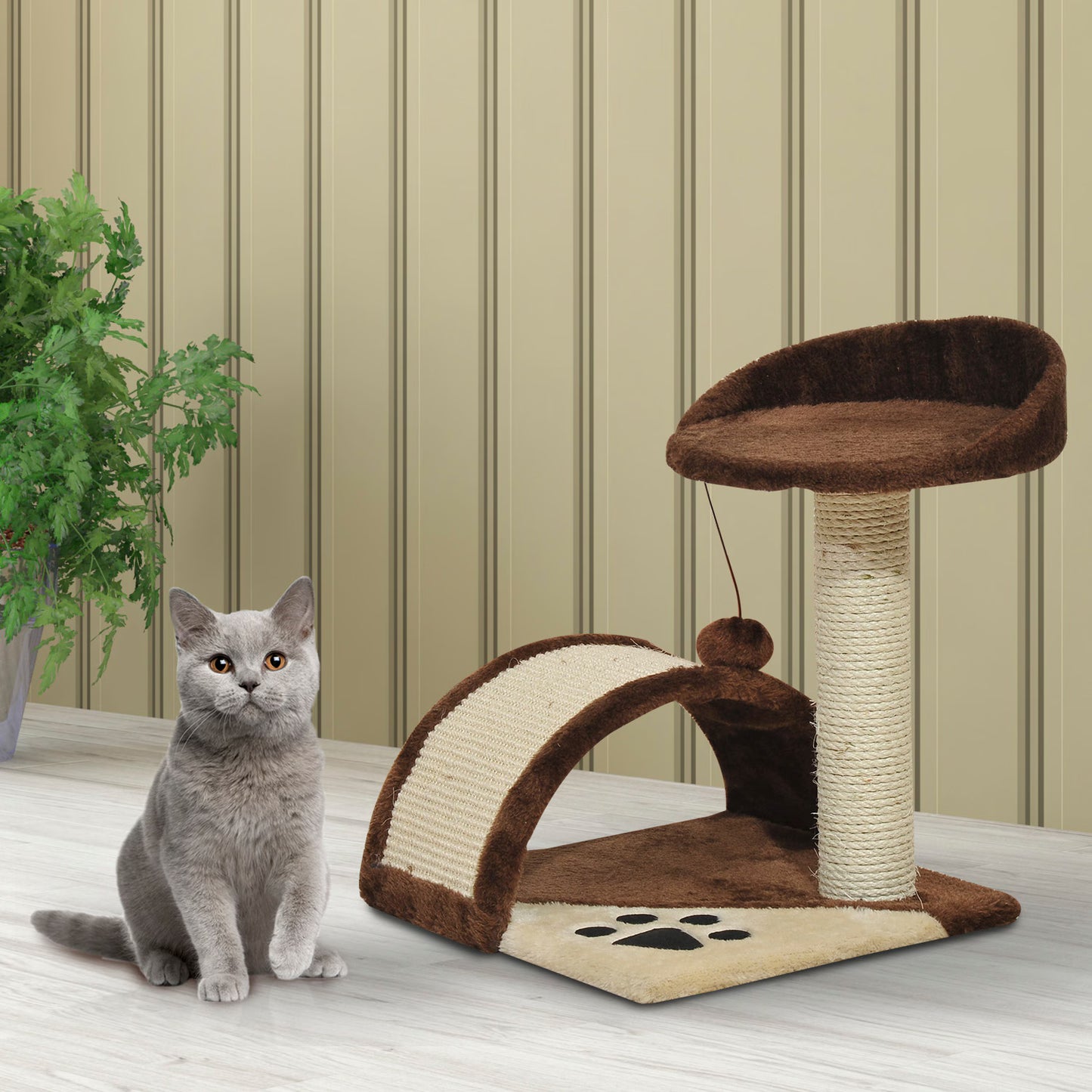 Ansamblu de joaca pentru pisici PawHut, 36x36x44 cm, Sisal, Maro