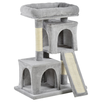 Ansamblu de joaca pisici PawHut, 59x39x83 cm, PAL, Gri deschis