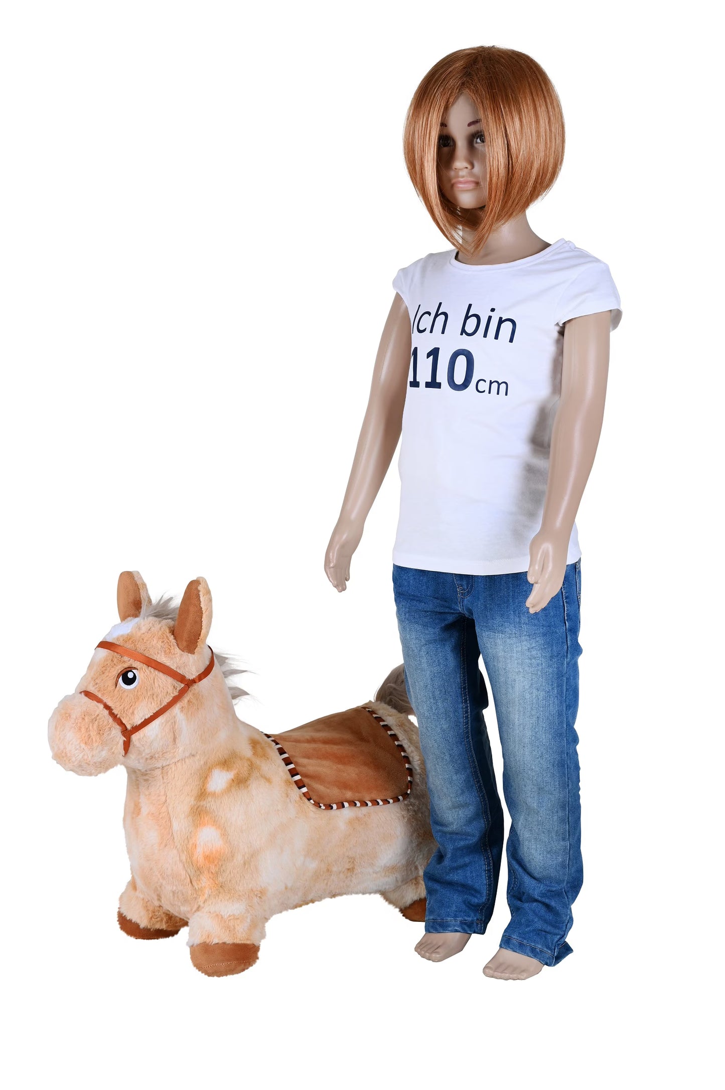 Calut gonflabil din plus pentru sarit Knorr Toys, include pompa de aer, husa moale detasabila din material textil, 63x26x52 cm, pana la 50 kg, 12 Luni+, Beige