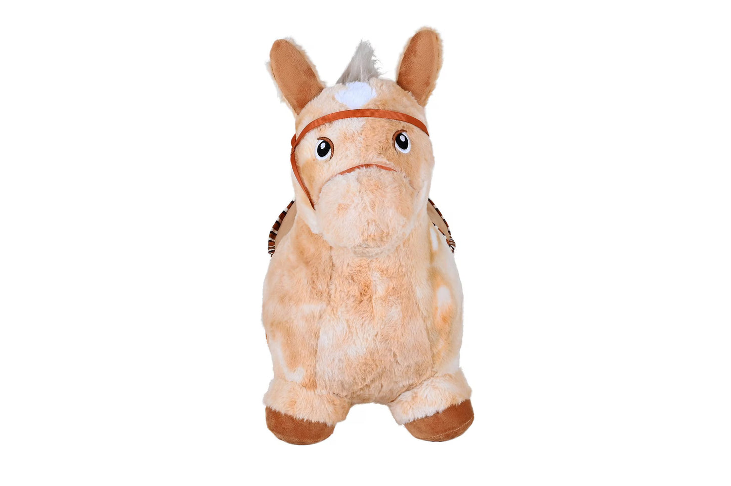 Calut gonflabil din plus pentru sarit Knorr Toys, include pompa de aer, husa moale detasabila din material textil, 63x26x52 cm, pana la 50 kg, 12 Luni+, Beige