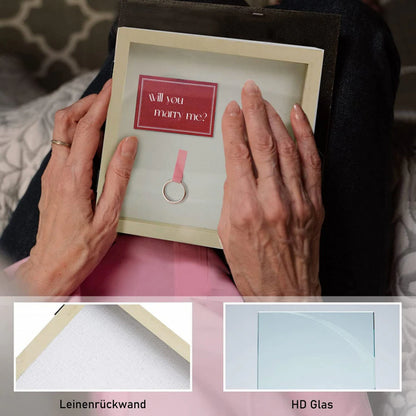 Rama foto cu caseta pentru suveniruri Muzilife, lemn/sticla, bej, 25 x 25 cm