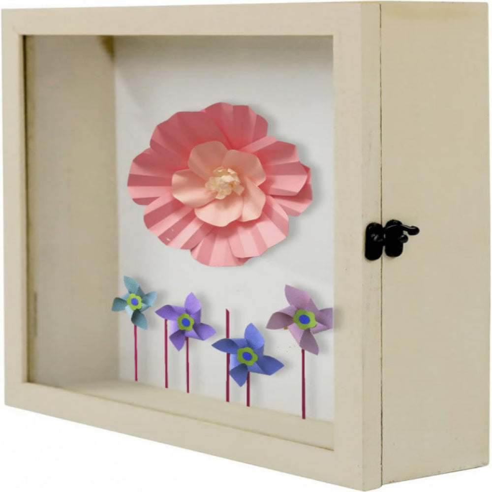 Rama foto cu caseta pentru suveniruri Muzilife, lemn/sticla, bej, 25 x 25 cm