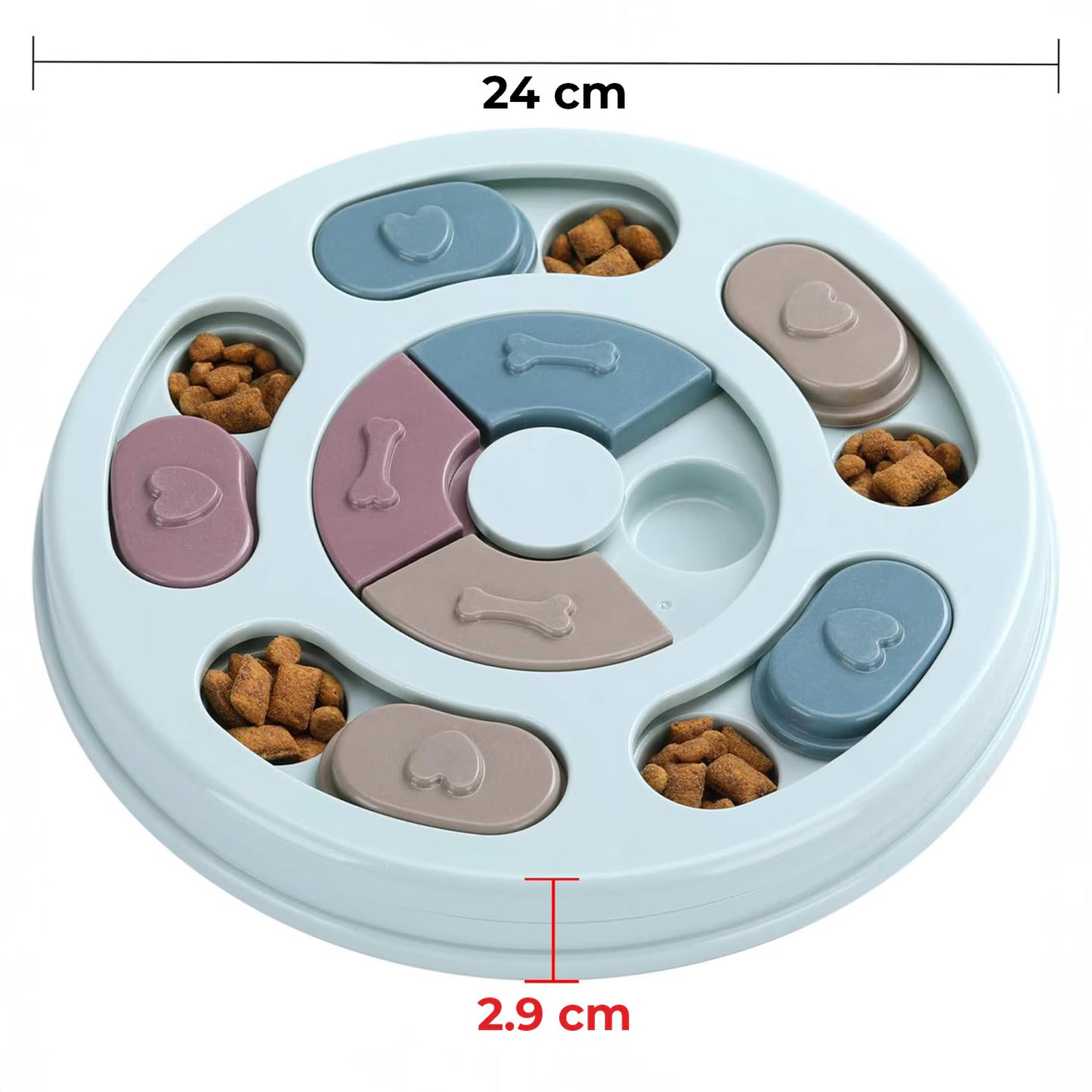 Jucarie Puzzle Elindor Interactiva pentru Animale de Companie, Bol de Mancare, Compartimente Glisante, Albastru