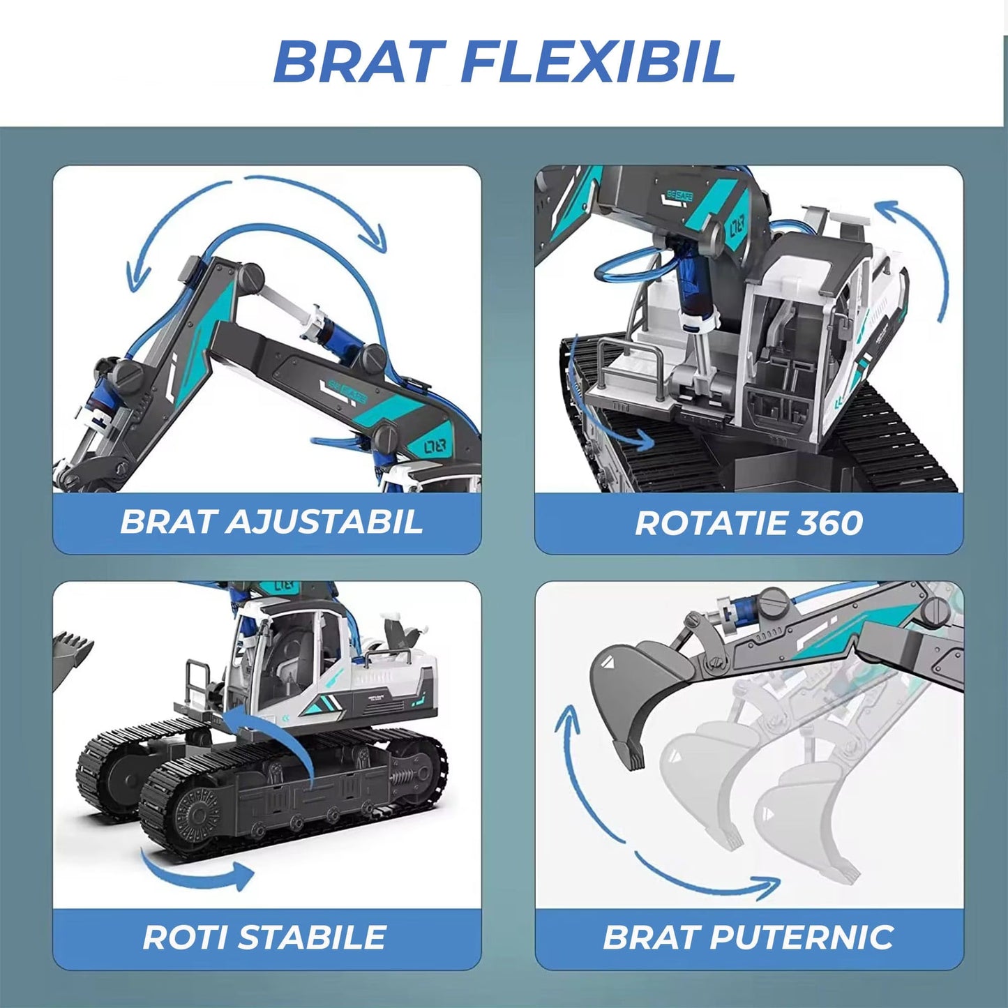 Set Educativ 6 in 1 de Constructie Hidraulica pentru Copii 812 Ani Excavatoare, Macara si Incarcator Lemne, Joc Interactiv STEM