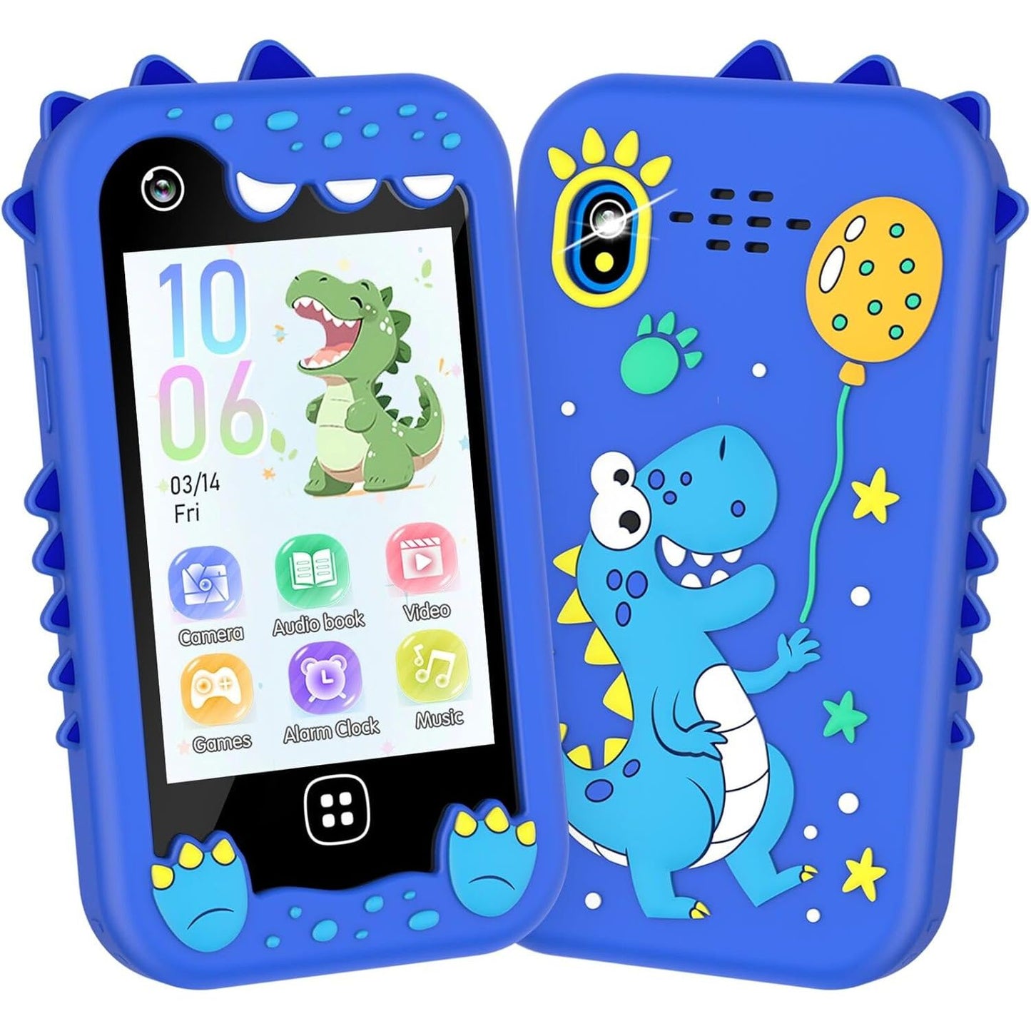 Telefon Mobil si Jucarie Educativa NO Internet/Apeluri MiniPHONE PRO Doua Camere Foto/Video,17 Jocuri Puzzle, 10 Audiobooks, MP3 Player, Alarma, Calculator, Lanterna, Albastru