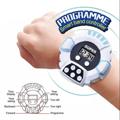 Catel robot cu telecomanda bratara si ceas, rotire 360 grade, Puppy Stunt Roll