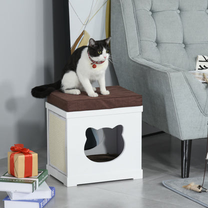 Casuta pentru pisici PawHut, 41x30x36 cm, MDF, alb