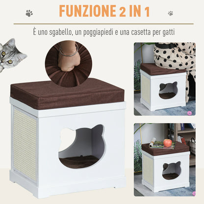 Casuta pentru pisici PawHut, 41x30x36 cm, MDF, alb