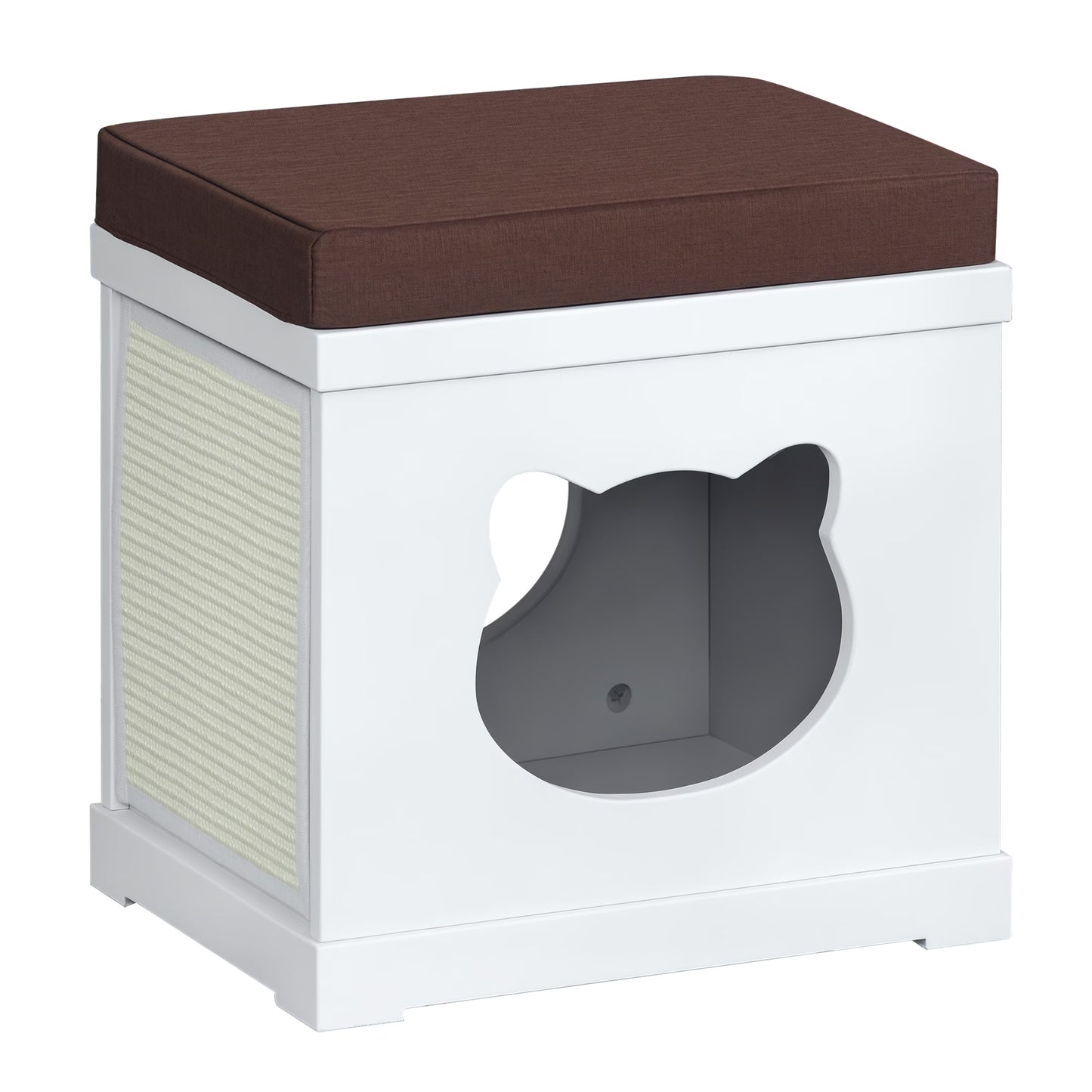 Casuta pentru pisici PawHut, 41x30x36 cm, MDF, alb
