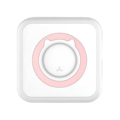 Mini imprimanta foto portabila Flippy, Pisica, Cu accesorii, Incarcare USB, Model Alb Roz