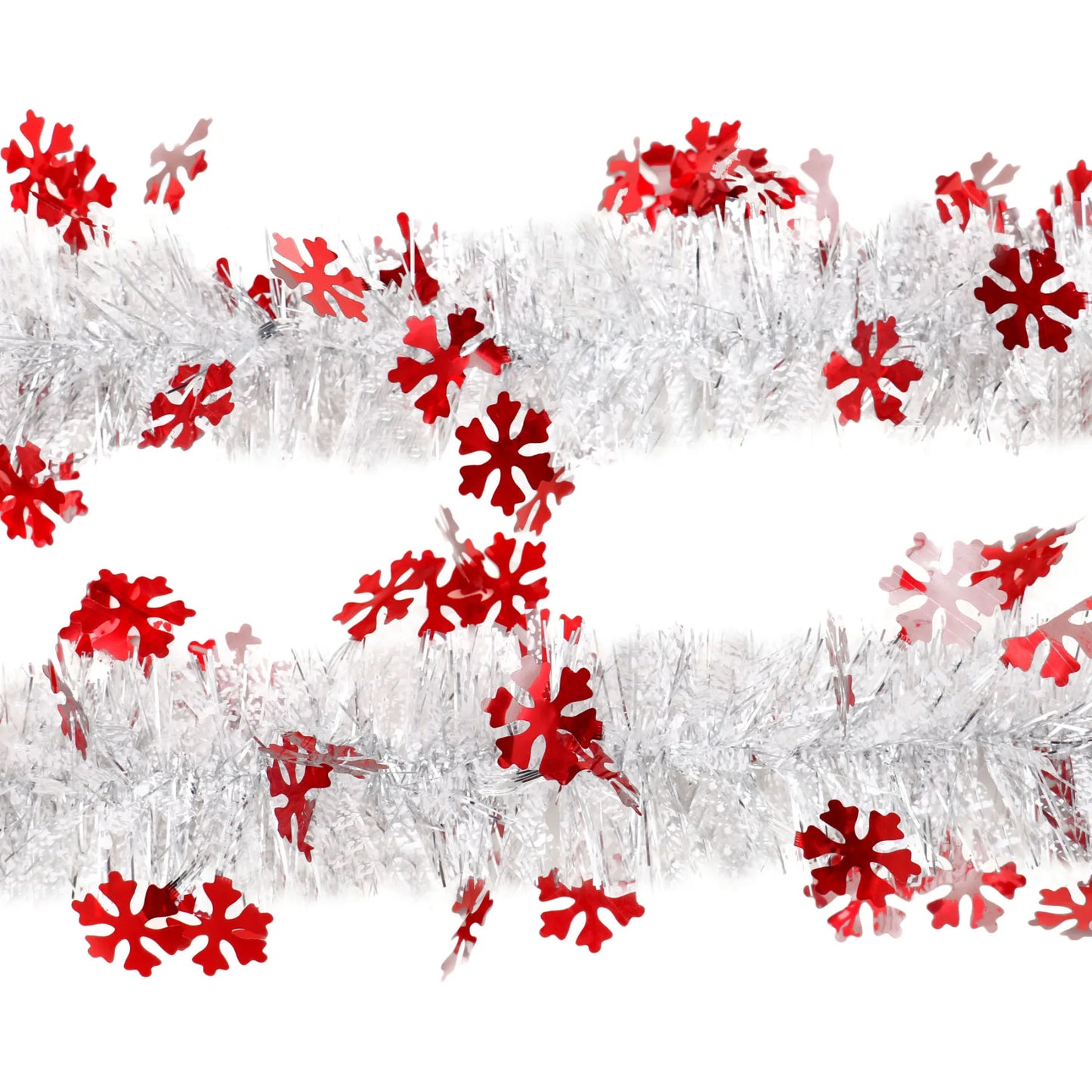 Beteala brad Craciun, argintiu + rosu, D 8 cm, 2 m