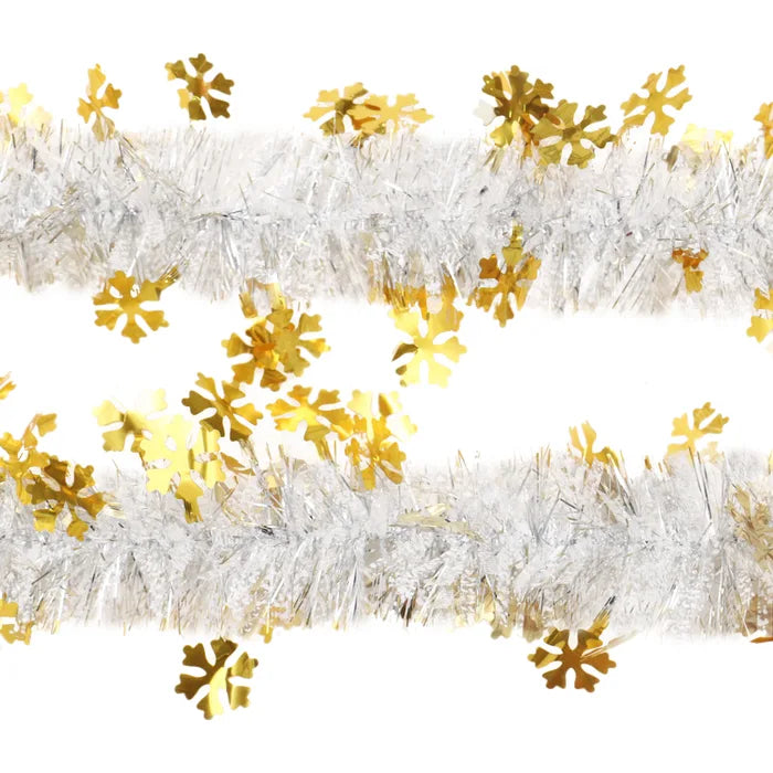 Beteala brad Craciun, argintiu + auriu, D 8 cm, 2 m