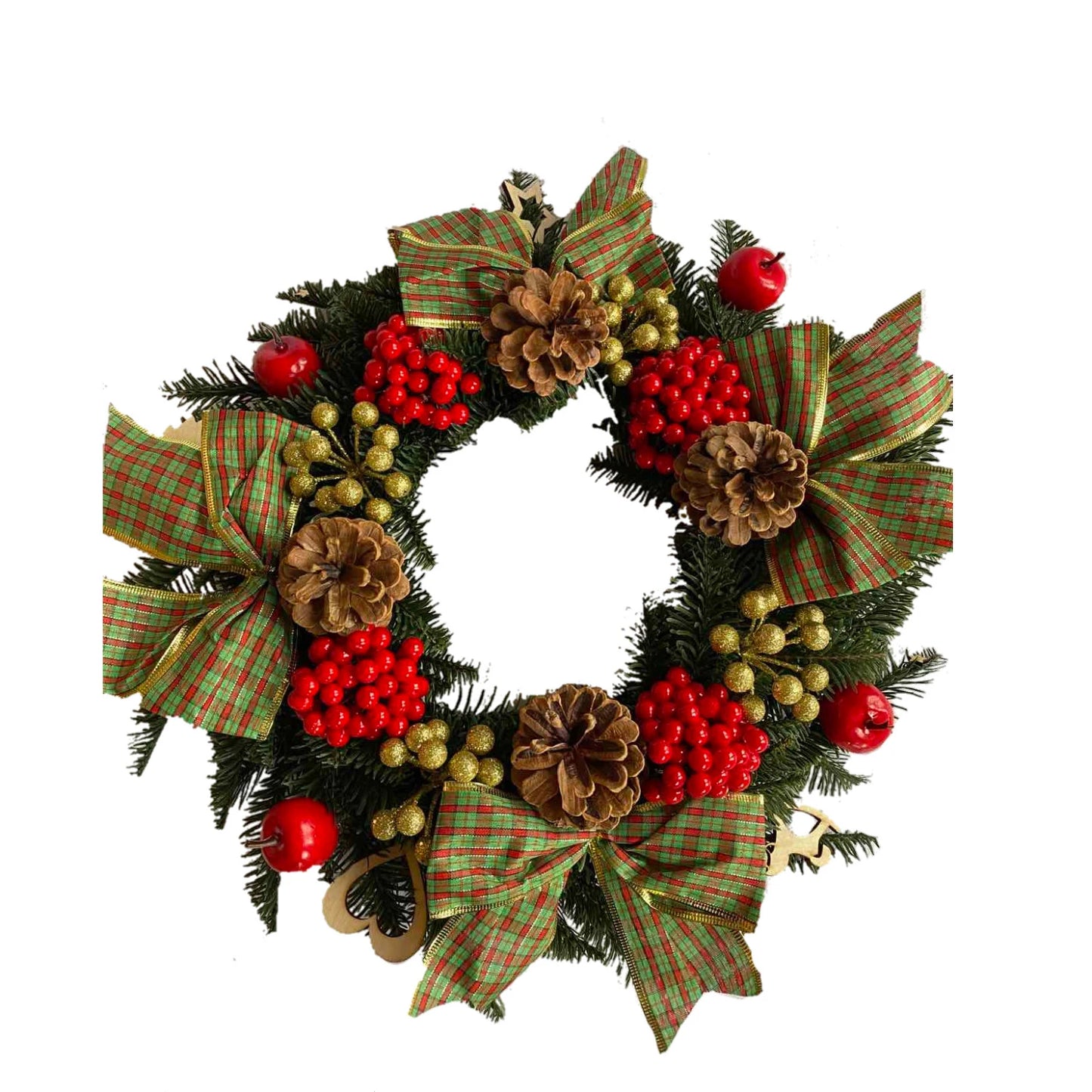 Coronita Craciun, verde + rosu, 60 cm