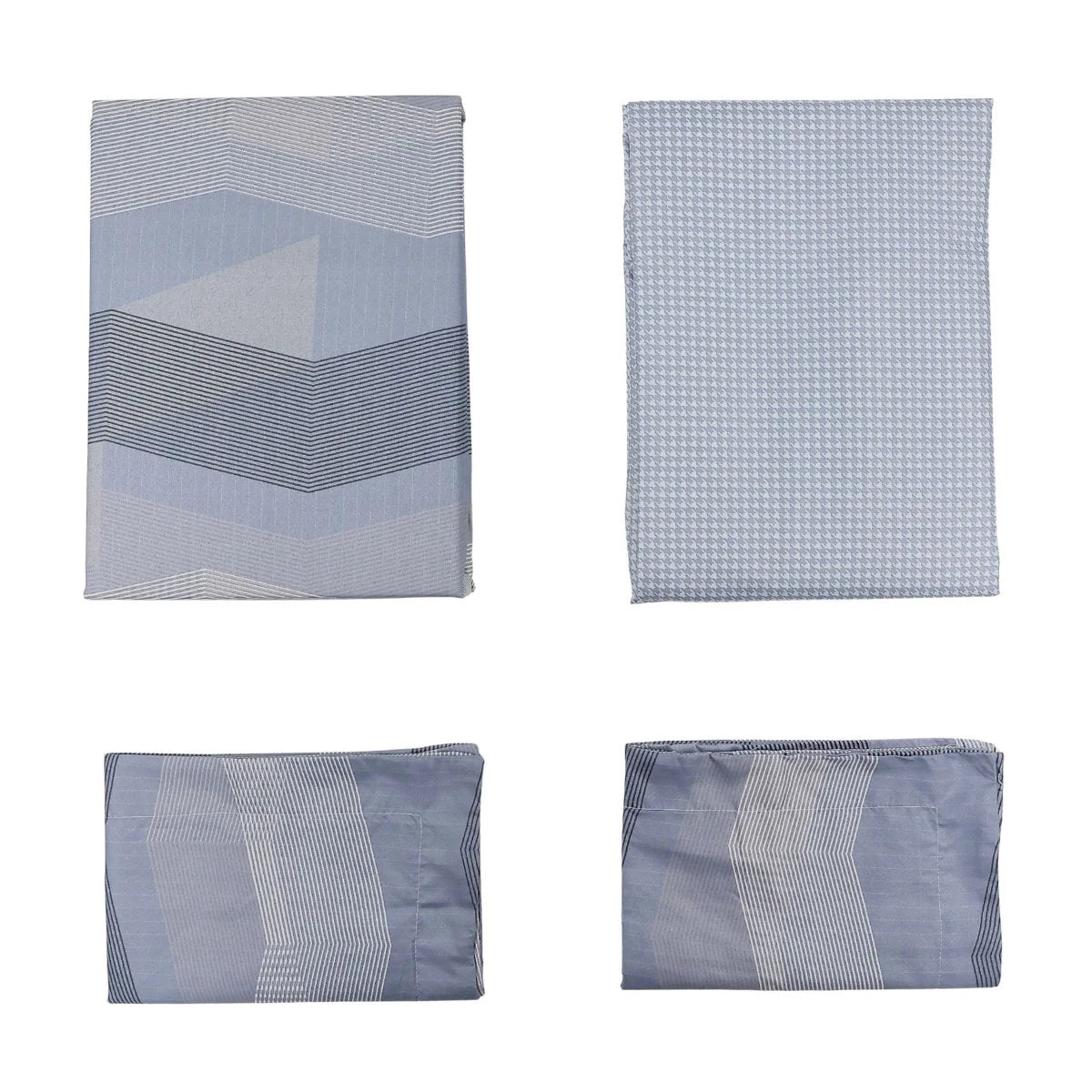 Lenjerie de pat microfibra, Caressa, 2 persoane, multicolor, set 4 piese