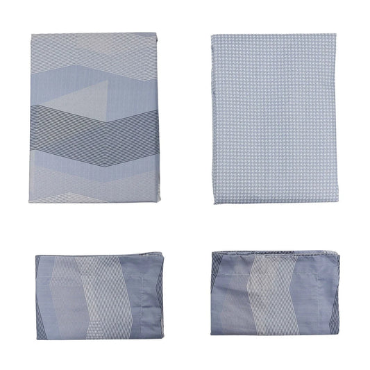 Lenjerie de pat microfibra, Caressa, 2 persoane, multicolor, set 4 piese
