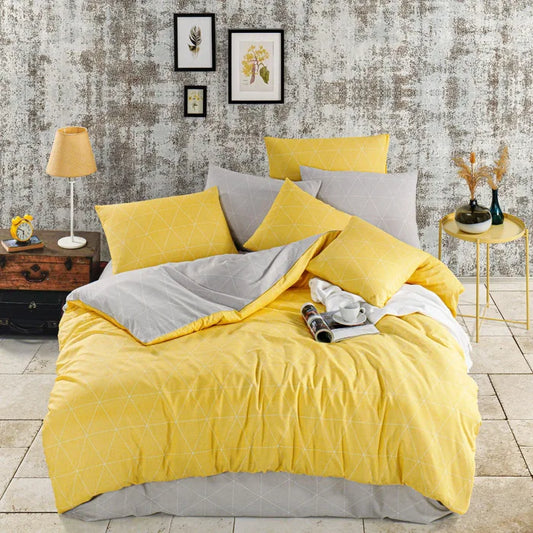 Lenjerie de pat bumbac ranforce, Dream, 2 persoane, galben, set 4 piese