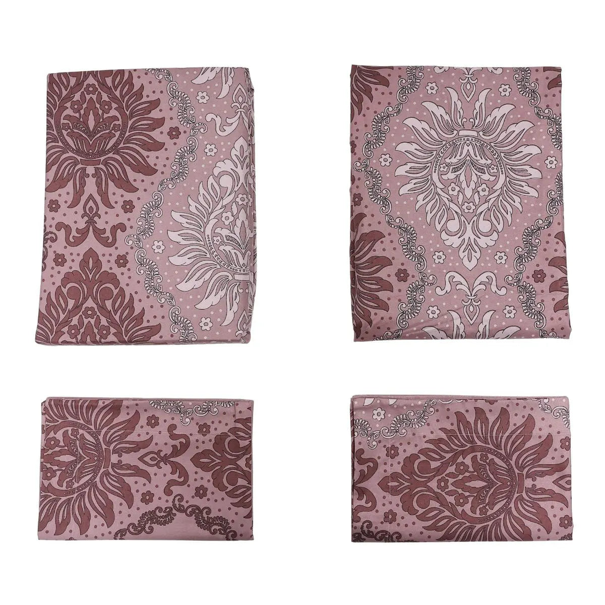 Lenjerie de pat microfibra, Caressa, 2 persoane, multicolor, set 4 piese