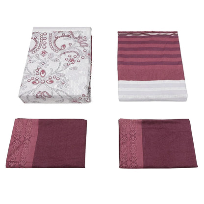 Lenjerie de pat microfibra, Caressa, 2 persoane, multicolor, set 4 piese