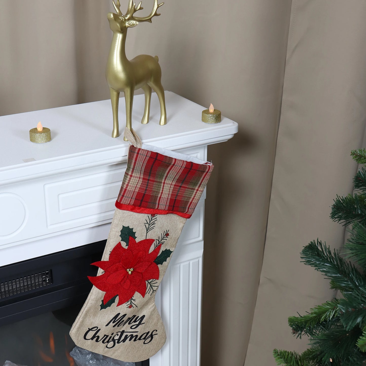 Cizmulita Craciun, rosu + maro + verde