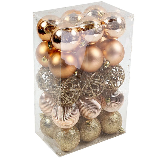 Globuri de Craciun, auriu, 6 cm, plastic, rotunde, set 30 bucati