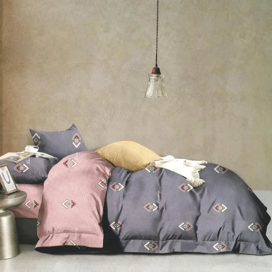 Lenjerie de pat bumbac, Feel, 2 persoane, multicolor, set 4 piese