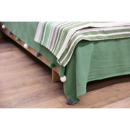 Lenjerie de pat bumbac + cuvertura, Caressa Mot, 2 persoane, verde + gri, set 5 piese