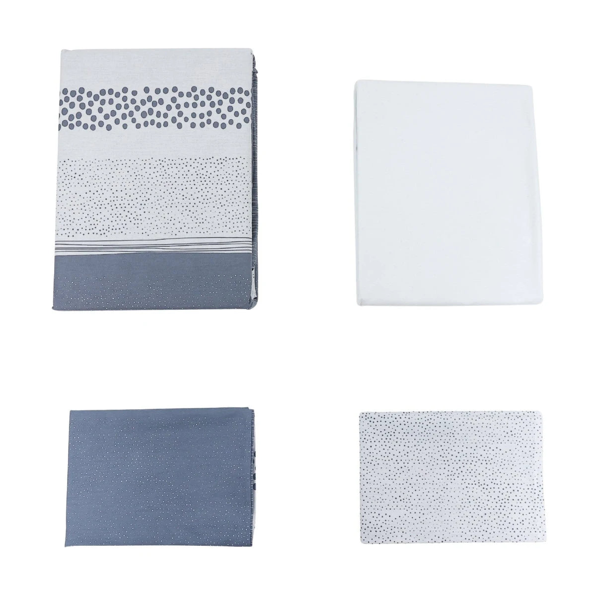 Lenjerie de pat bumbac ranforce, Caressa Vesta Blue, 2 persoane, albastru, set 4 piese
