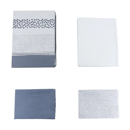 Lenjerie de pat bumbac ranforce, Caressa Vesta Blue, 2 persoane, albastru, set 4 piese