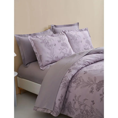 Lenjerie de pat poliester, Caressa, 2 persoane, mov, set 6 piese