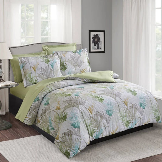 Lenjerie de pat poliester, Caressa, 2 persoane, multicolor, set 6 piese