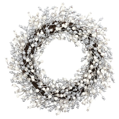 Coronita Craciun, alb + argintiu+ maro, 50 cm