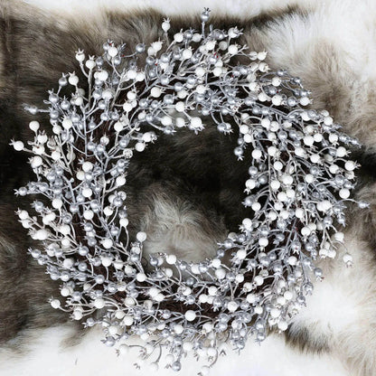 Coronita Craciun, alb + argintiu+ maro, 50 cm