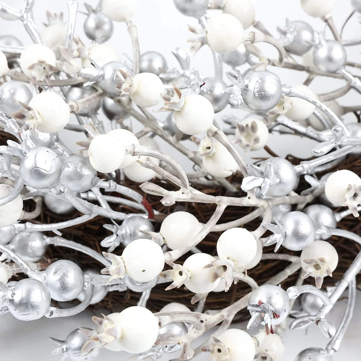 Coronita Craciun, alb + argintiu+ maro, 50 cm