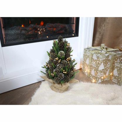 Bradut decorativ de Craciun, verde, inaltime 32 cm