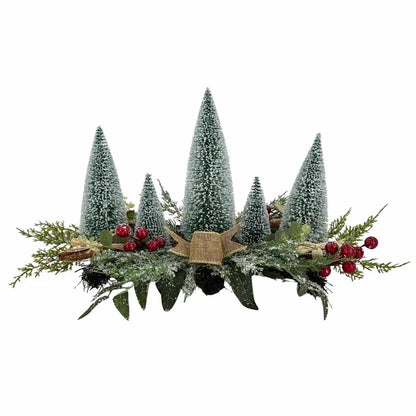 Bradut decorativ de Craciun, verde + rosu, inaltime 24 cm