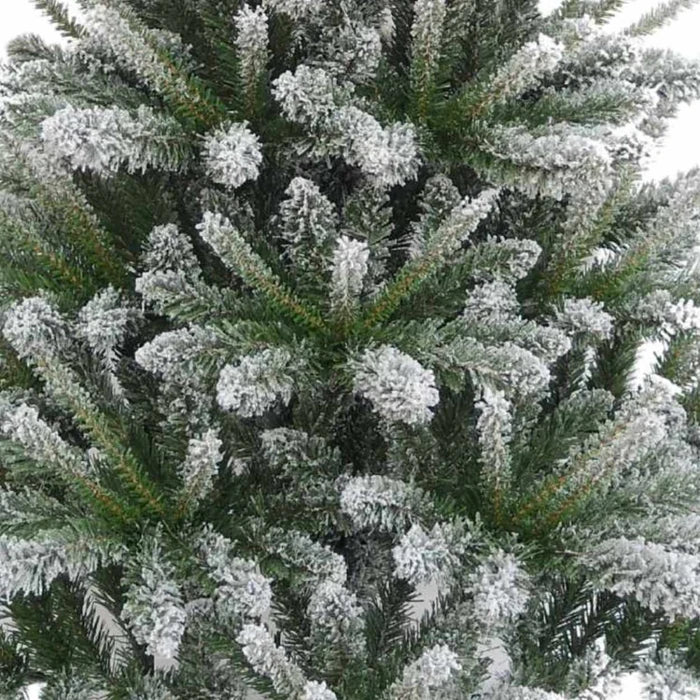 Brad artificial de Craciun, cu aspect de zapada, alb + verde, 180 cm, suport inclus