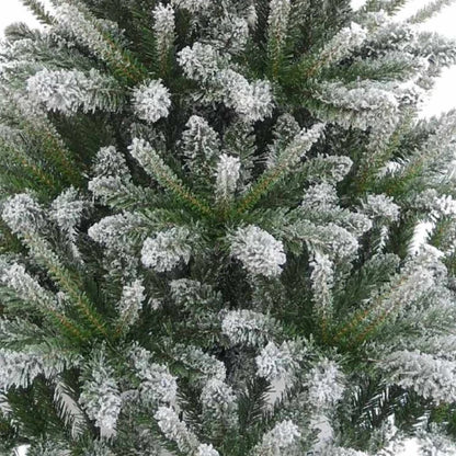 Brad artificial de Craciun, cu aspect de zapada, alb + verde, 180 cm, suport inclus