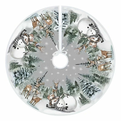 Covoras brad Craciun, catifea, gri + alb + verde, 90 cm 