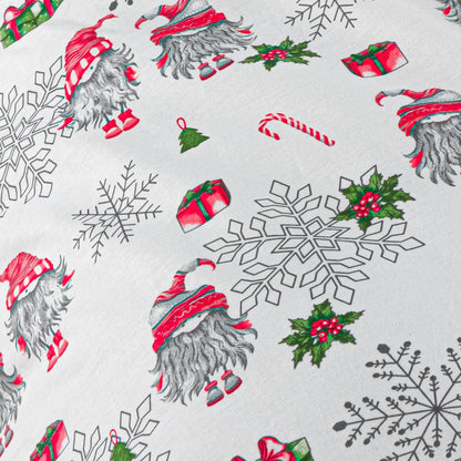 Lenjerie de pat Craciun, bumbac ranforce, Caressa White Xmas, 2 persoane, alb, set 4 piese